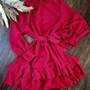SHEIN Red Long Sleeve Dress